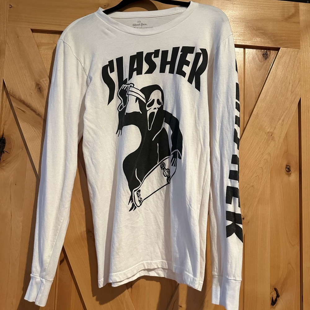 Slasher Ghost Face Skateboarding Long Sleeve T-Shirt
